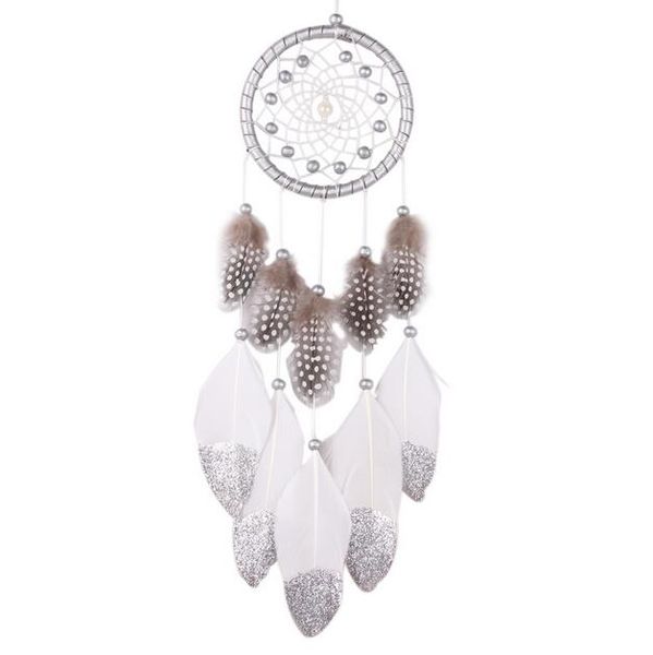 Feitos À Mão de Prata Talão Dream Catcher Wind Chimes Estilo Indiano Pingente De Penas Dreamcatcher Criativo Carro Pendurado Decoração GA456