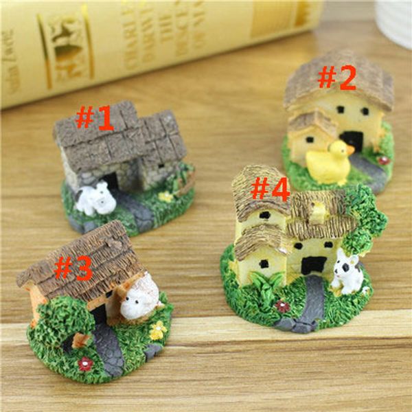 

4 colors mini diy dollhouse cute resin crafts house fairy garden miniatures gnome micro landscape decor bonsai for home decor