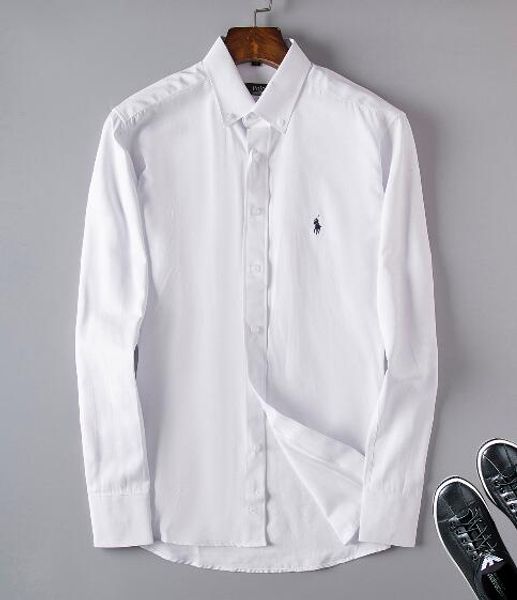 

2018 brand men's business casual shirt men long sleeve striped slim fit masculina social male t-shirts new fashion man checked shirt #8, White;black