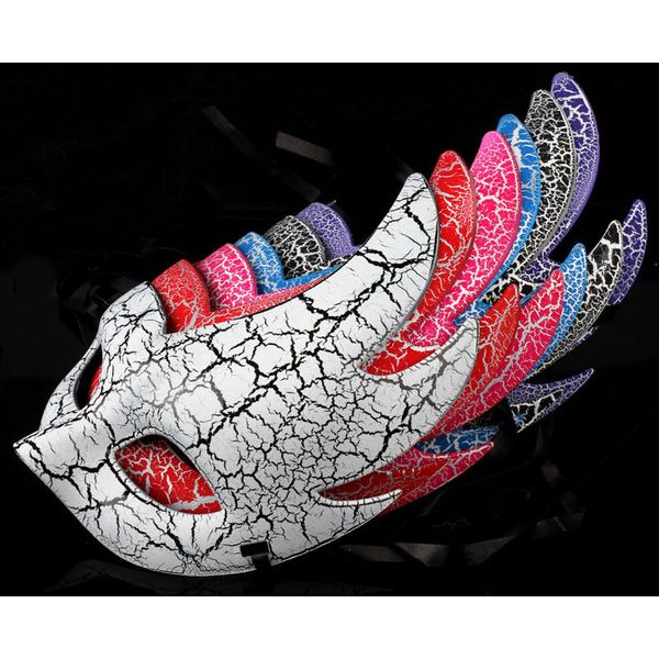 

1 pc venetian masquerade mask flame crack half face mardi gras party masks cosplay costume mask halloween props s3