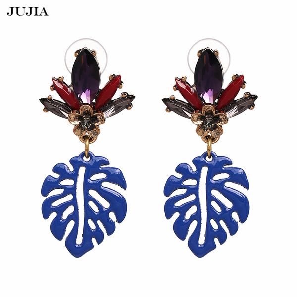 

jujia trendy charm summer jewelry statement earrings wedding engagement leaves drop earrings for women, Silver