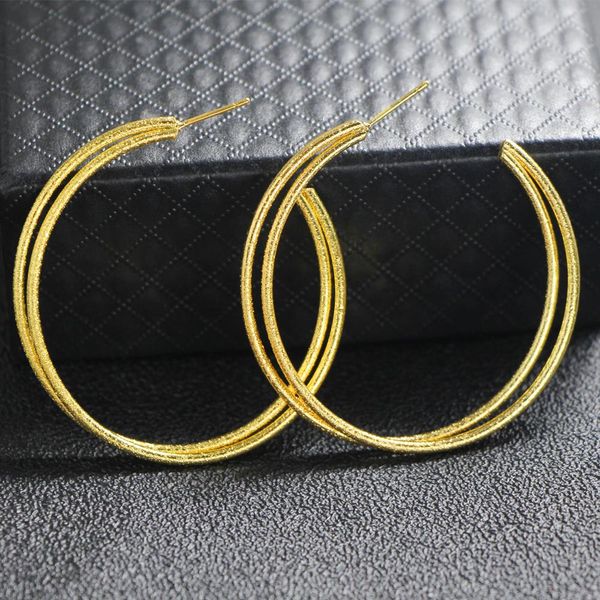 

just feel 2018 new fashion big circle punk double layer hoop earrings gold color for women party wholesale quality, Golden;silver
