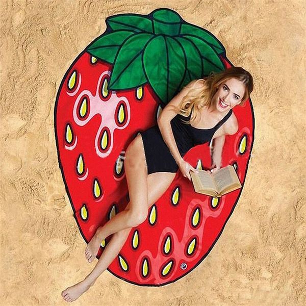 

round polyester beach shower towel blanket yoga towel skull ice cream strawberry smiley emoji pineapple pie watermelon towel