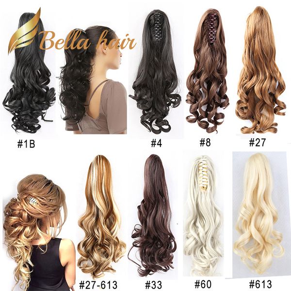 

bella hair® remy синтетический зажим ручной работы в виде когтя "хвост" наращивание волос объемная волна 20 дюймов цвет # 1b # 4 # 6 # 8 # 1, Black