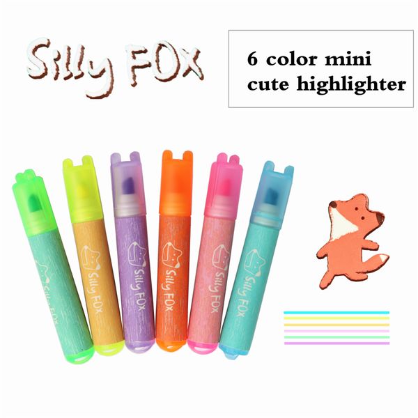 

cute 6 color highlighter marker colorful fluorescent pen good quality and durability school and office key section marker, Black;red