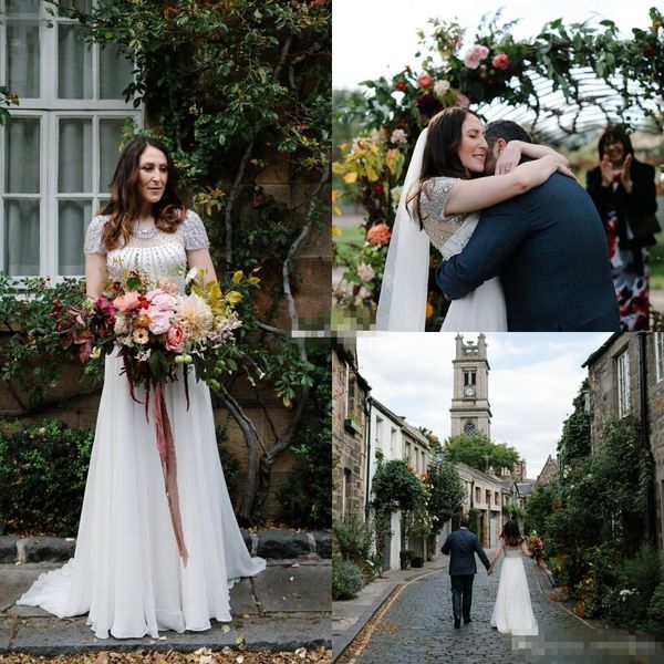 Discount 2018 Garden Wedding Dresses Shining Rhinestones Beaded