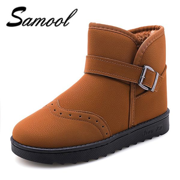 

2018 new men's ankle boots winter plush cotton slip-on comfortable pu leather snow boots for mens zapatos de hombre xx4, Black
