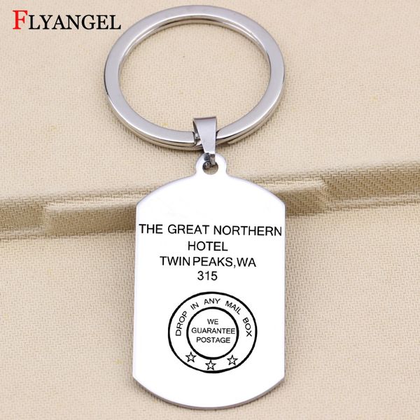 

twin peaks keychain keytag the great northern l jewelry keyring gifts for twin peaks fans women men car bag key chain, Silver