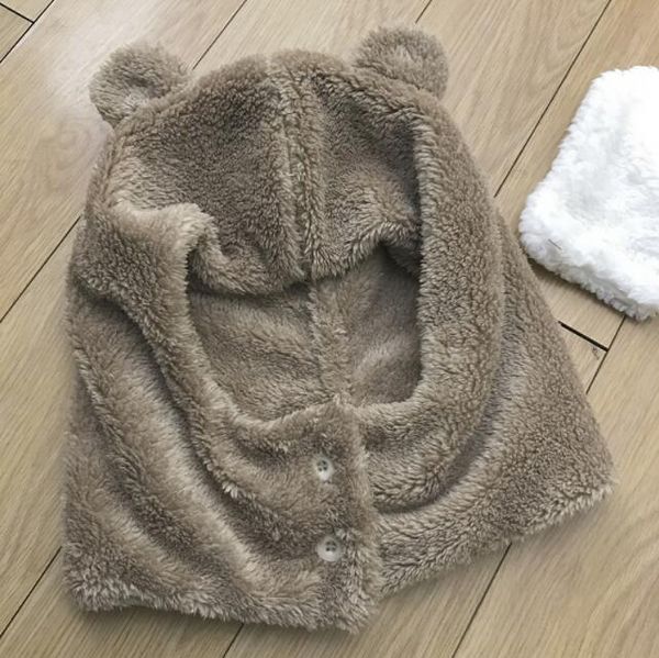 

bear ears warm soft can warm hat, Blue;gray