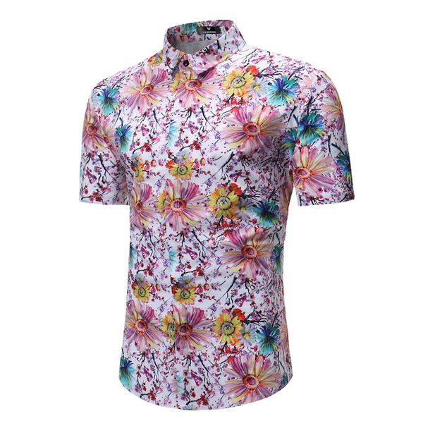 

mens hawaiian shirt male casual camisa masculina printed beach shirts short sleeve brand clothing asian size 3xl, White;black
