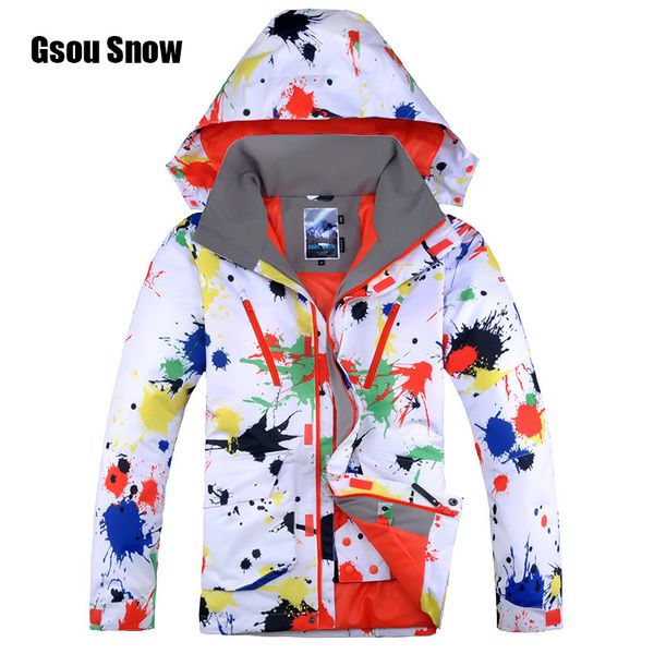 

2018 new gsou snow snowboard jacket for men male waterproof windproof breathable skiing jacket winter soft cotton warm