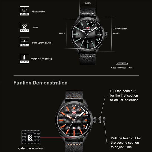 

masculino brand fashion sports casual watches men quartz waterproof watch leather date mf0021g clock male relogio minifocus analog oqmpi, Slivery;brown