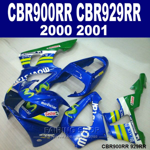 Carene 7gifts per Honda CBR900RR CBR929 2000 2001 kit carenatura bianco verde blu CBR929RR00 01 SD30