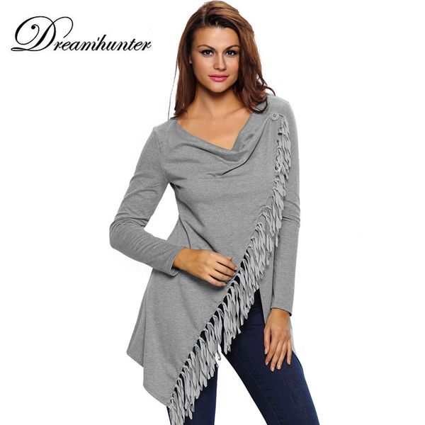 

spring autumn slim cardigans women casual loose long sleeve irregular hem tassel cardigan cape poncho plus size s-3xl, White;black