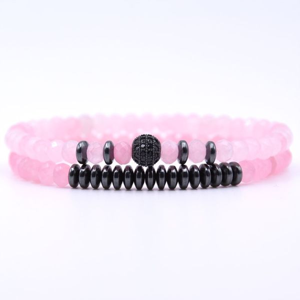 

wholesale 2pcs/set charm crystal beads ball beads yoga bracelets for men women popular jewelry pulsera dropshipping, Black