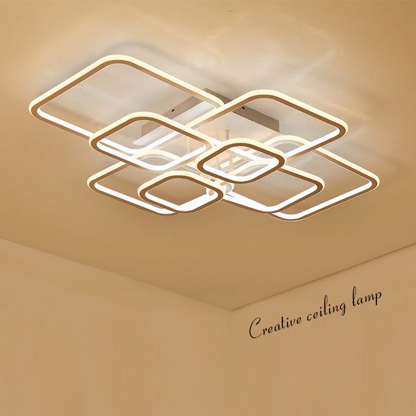 Plafoniere a led moderne ad alta luminosità per soggiorno, camera da letto, anelli circolari quadrati, lampade da soffitto