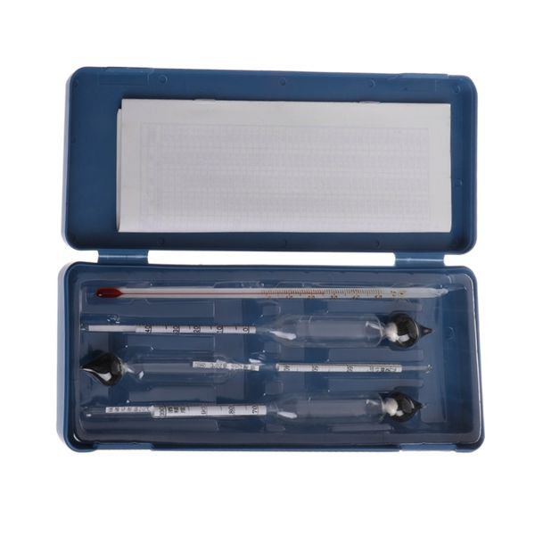 

ootdty 3 pcs 0-100% glass hydrometer alcoholmeter tester set alcohol transparent concentration meter + thermometer