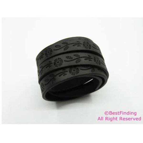 

10mm flat leather cord dark color dandelion amboss 10x2mm leather cord, Silver