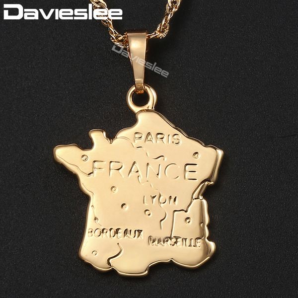 

davieslee womens france map pendant necklaces champagne gold french shaped pendant for woman jewelry gifts dropshipping dgp320, Silver
