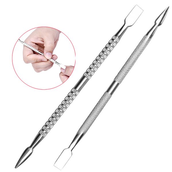 

1pc stainless steel cuticle nail files double ends dead skin remover uv gel polish removal nail beauty art &manicure tools
