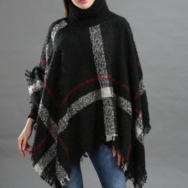 

autumn and winter fashion ladies' cloaks collar collar warmth loose fringed cloak shawl fashion warmth and skin care, Blue;gray