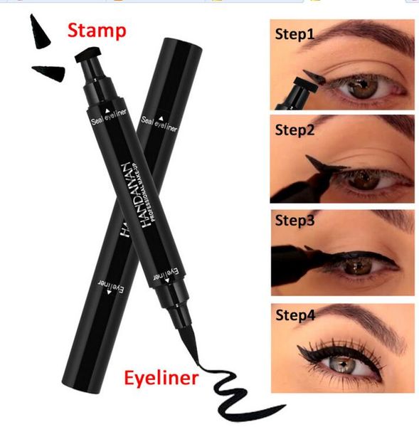 

2019 new arrived liquid eyeliner stamp pencils long lasting waterproof eye liner stamp seal double-ended with black color