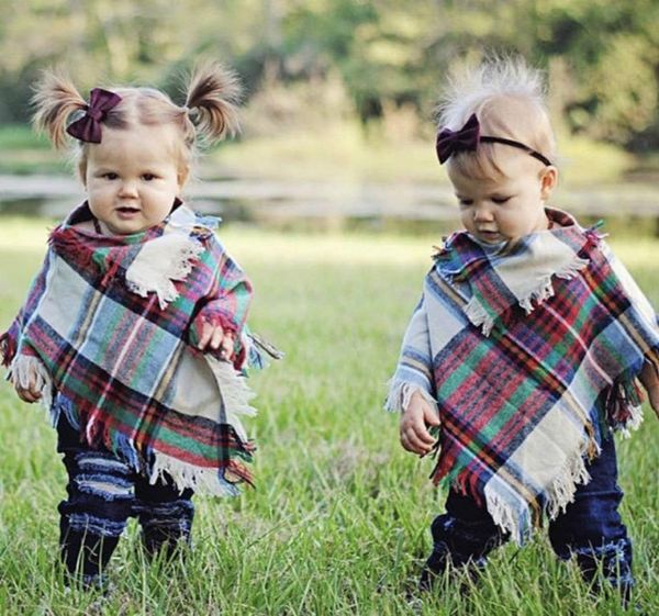 Baby Mädchen Winter Plaid mantel Kinder schal schal poncho kaschmir Mäntel Outwear Kinder Mäntel Jacken Kleidung Kleidung 10 teile/los X086