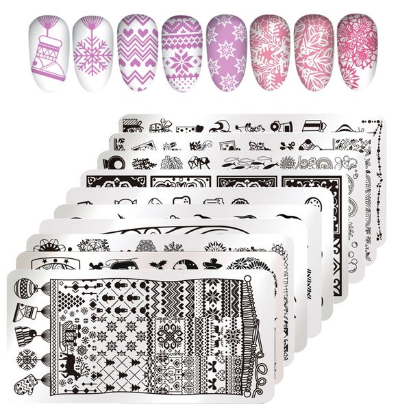 

1 sheet rec nail stamping plate lace flower christmas design nail template manicure nial art stencil stamping tools, White