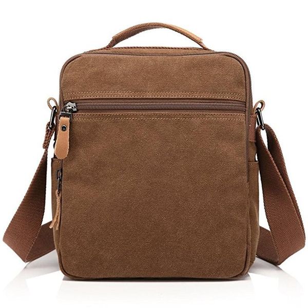 

new men fashion shoulder bags small canvas shoulder bag women messenger coffee brown khaki work travel soft bag