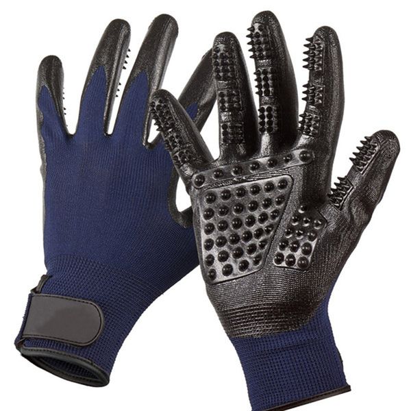 

pet glove comb dog cat grooming cleaning working glove deshedding left right hand hair removal brush promote blood circulation, Blue;gray