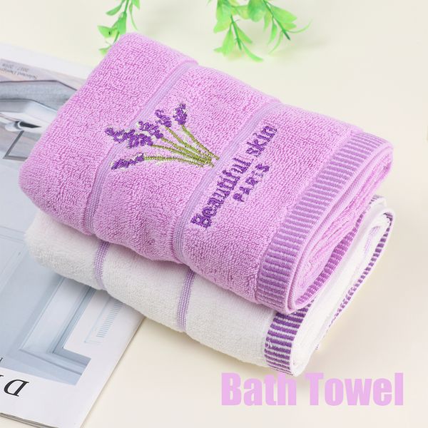

34x75cm lavender large bath towel fashion cotton serviette de bain embroidery home camping shower towels bathroom drop shipping