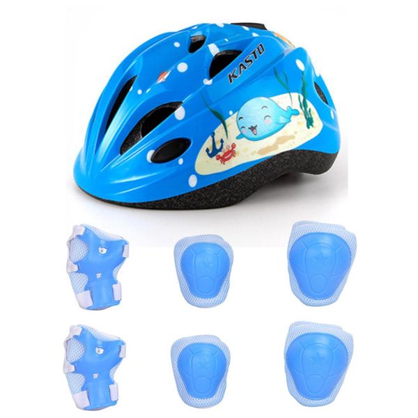 

7pcs kid child roller skating bike helmet knee wrist guard elbow pad set for bicycle helmet protection safety guard cycling pad