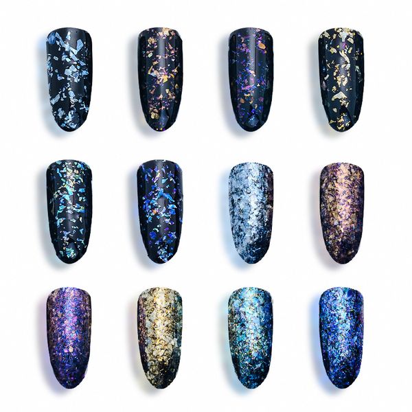 

2018 new nail art decoration pigment dust 6 color nail glitter powder diy manicure pedicure supply art decoration, Silver;gold