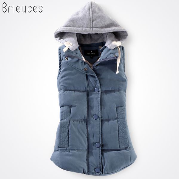 

brieuces autumn and winter vest women 2017 cotton vest with a hood patchwork cotton female reversible winter jacket women, Black;white