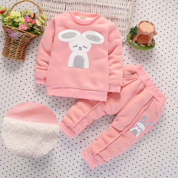 

colaautumn baby girls clothing set toddler girls spring sports jacket + pants kids little girls spring warm clothing suit, White