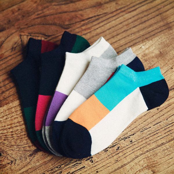 

brand polo men socks male casual colorful striped socks men short cotton ankle socks for men low cut socks/5pairs, Black