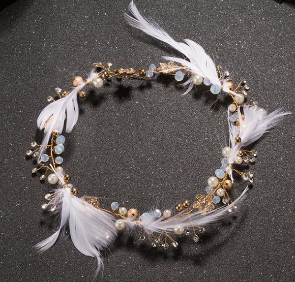 

flower feather headwear with sweet hair accessories, wedding accessories, wedding dress accessories, Silver