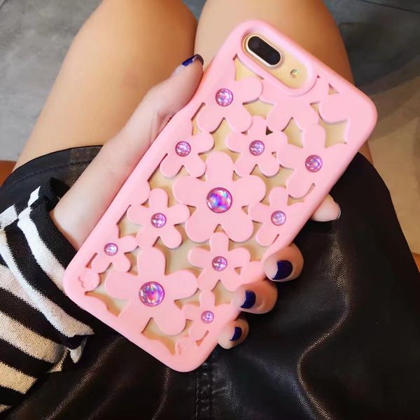 

factory sell for oppo r15 hollow out case daisy flower silicone mobile dissipate heat case for iphone x hollow out case