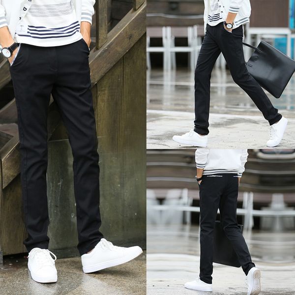 

autumn casual pants multi-color ultra-thin pants men's trousers straight, Black