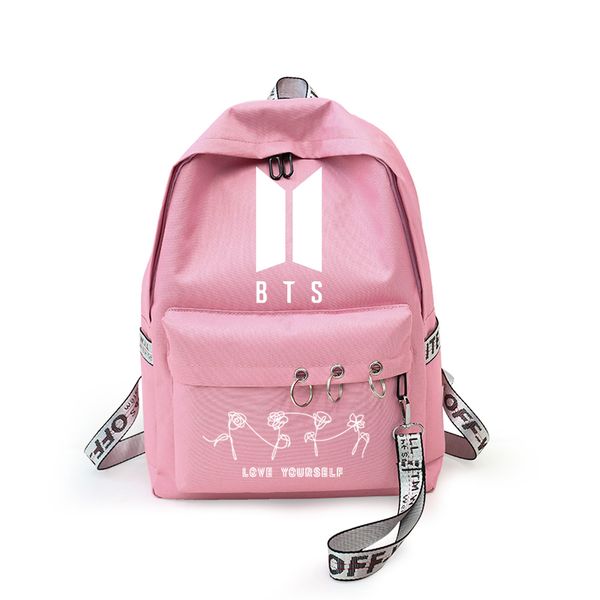 Acheter Wishot Kpop Bts Sac à Dos Aimez Vous Le Dessin Animé Sac De Voyage Charmant Pour Les Filles Filles Femmes Ruban De Soie Anneau Rond Cartable