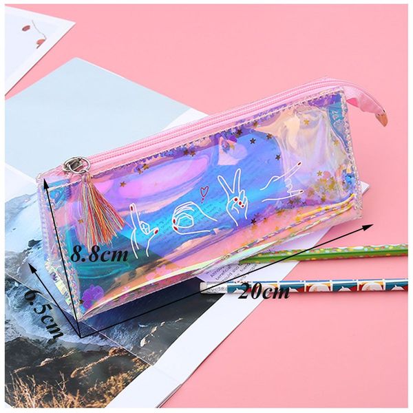 

2018 new fashion laser quicksand sequins pen bag cosmetic bag makeup pouch gesture pencil case coin purse