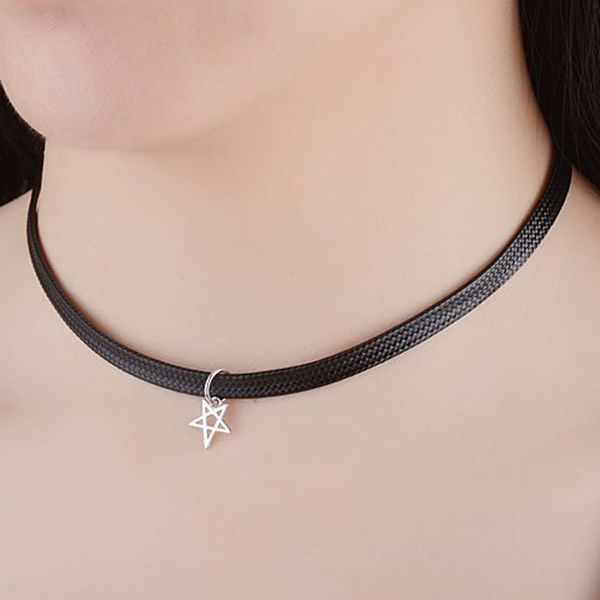 

onewan new fashion silver 925 pendant necklace charm meteor black wax rope torques chokers for women clavicular chain jewelry