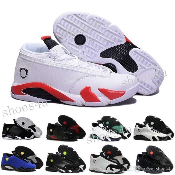 

14 men basketball shoes 14s fusion varsity red suede thunder black xiv playoffs sneakers with shoes box