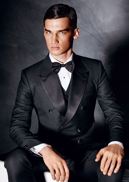 

2018 new arrival groomsmen peaked lapel wedding suits for men double breasted business suits tuxedos for men groom wedding suits 3 piece, Black;gray