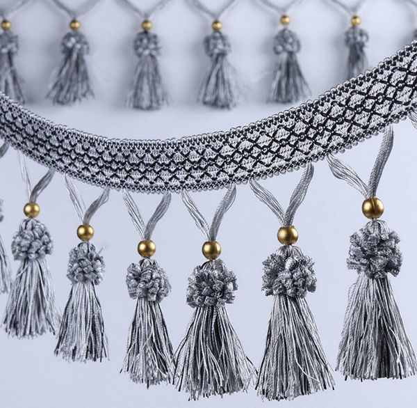 12 Metri Hydrange Tassels Bead Pendant Hanging Lace Trim Ribbon per la tenda della finestra festa di nozze Decorare Abbigliamento Cucito fai da te