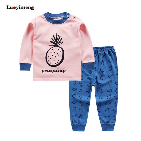 

sping autumn boys kids pajamas nightwear cartoon girls pajama sets children sleepwear toddler baby pyjamas pijamas infantil 1-5t, Blue;red