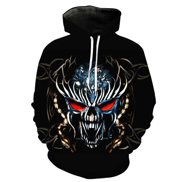 

новый arrrval мода мужчины / женщины череп смешно 3d печатных crewneck толстовка толстовки мода повседневная толстовки h197, Black