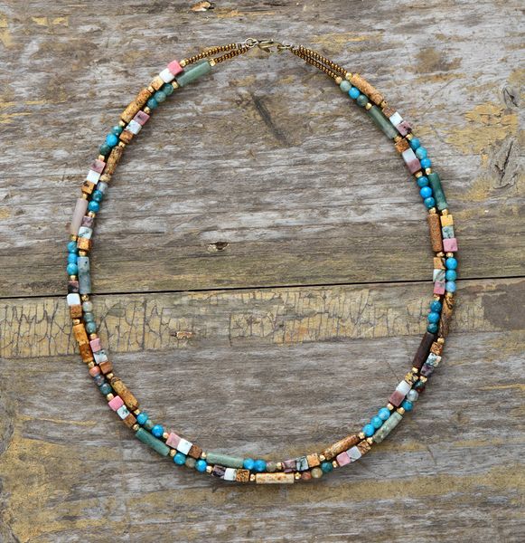 

women choker semi precious stone seed beads choker necklace unique womens simple collar necklace dropshipping bohemia jewelry, Golden;silver