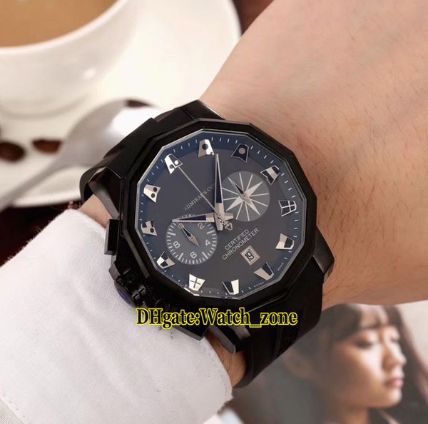 

admiral's cup seafender 753.231.95/0371 black dial big size miyota quartz chronograph pvd black mens watch rubber satch watches, Slivery;brown