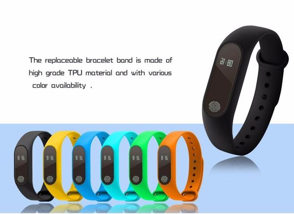 M2 Smart Bracciale orologio intelligente Cardiofrequenzimetro Bluetooth Smartband Health Fitness Smart Band per Android iOS Activity Tracker